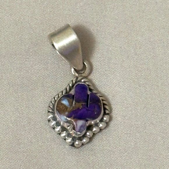 Unbranded Jewelry Jewelry - 925 Sterling Silver Purple Copper Turquoise Cactus Pendant NO chain included